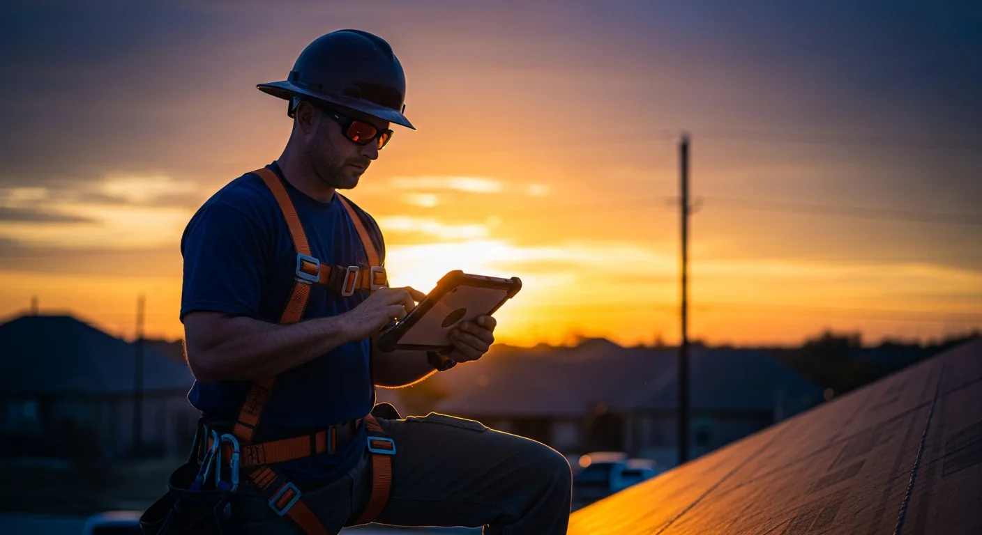 Roofer using RoofClaimsCRM